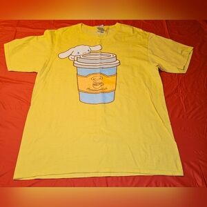 Cinnamoroll by Sanrio "Coffee To Go" Tee szL Pretty Bright Yellow Summer Tee EUC